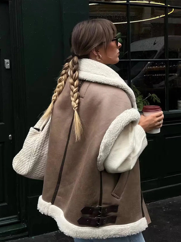 Loose Fleece Stitching Sleeveless Vest