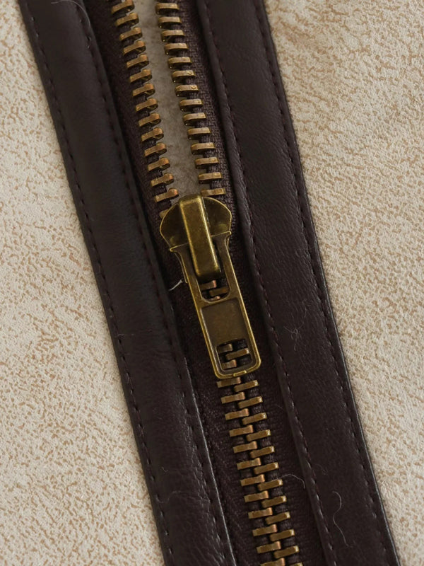 Loose Fleece Stitching Sleeveless Vest